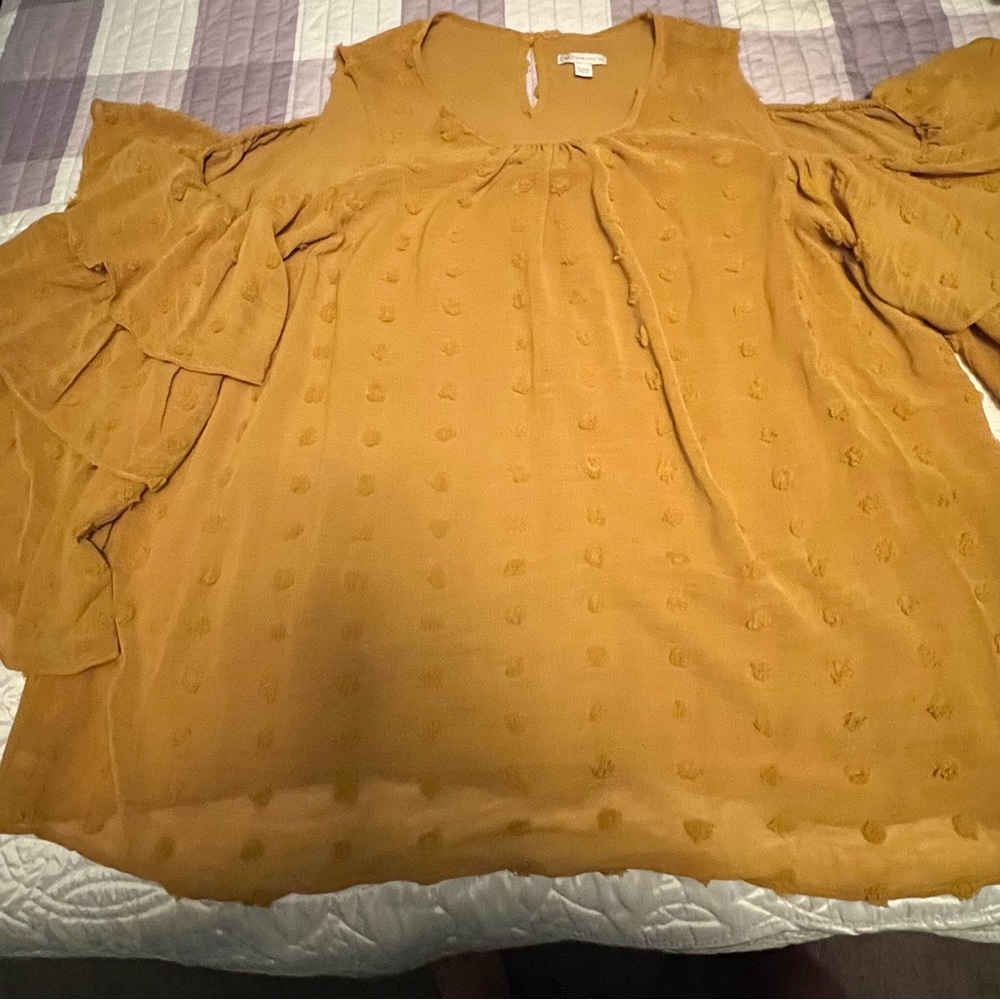 Cato brand mustard cold shoulder top